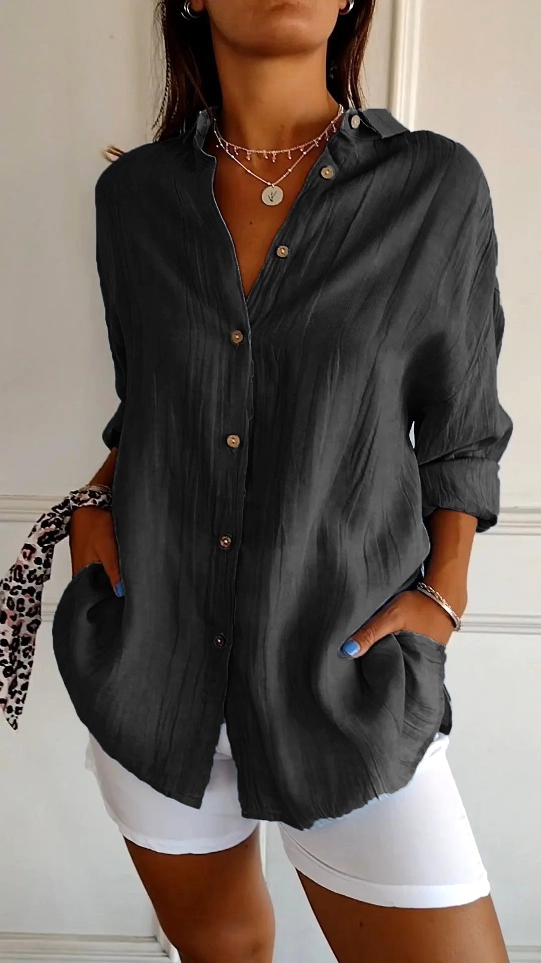 Maeve | Women's Relaxed Cotton Shirt, Loose-Fit Button-Through Blouse | The Shrader Sisters