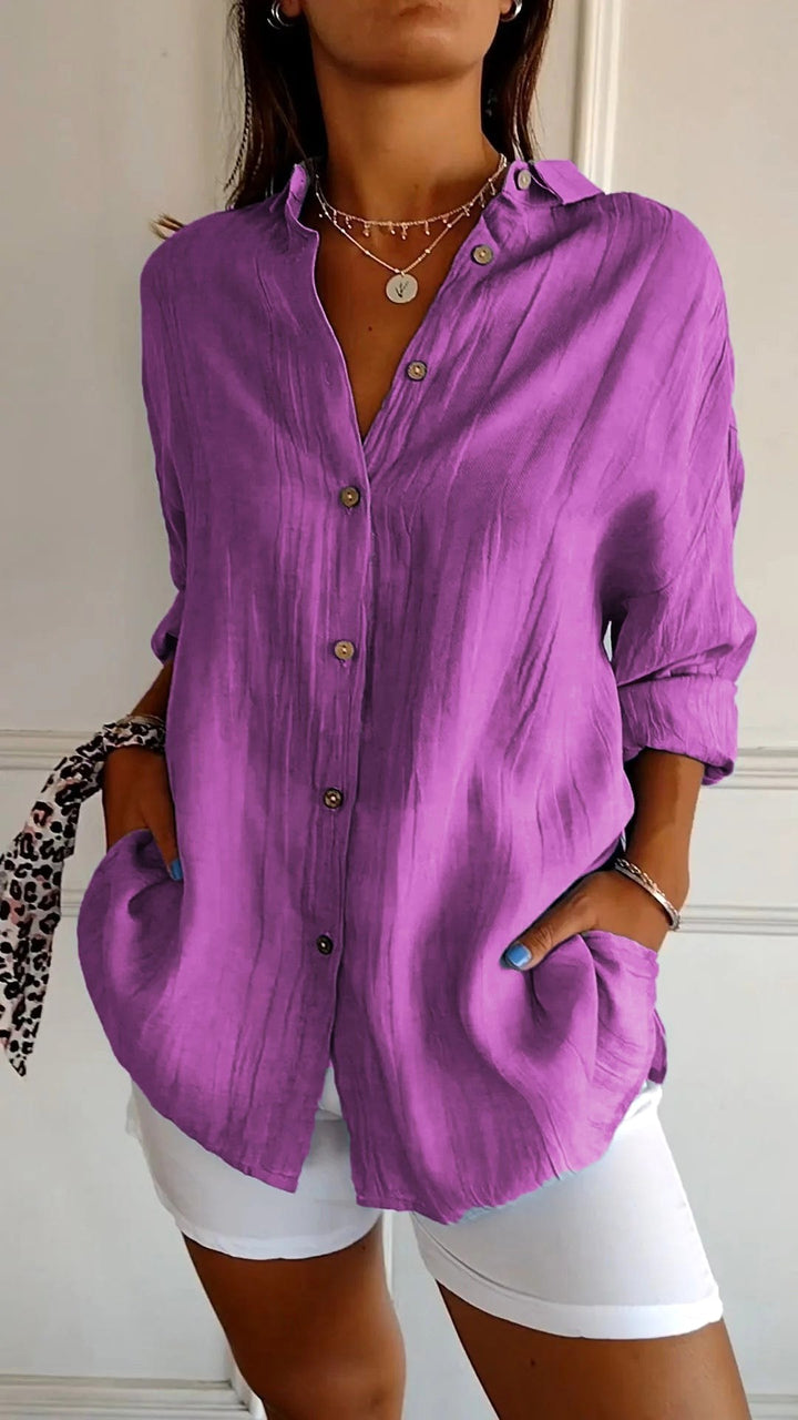 Maeve | Women's Relaxed Cotton Shirt, Loose-Fit Button-Through Blouse | The Shrader Sisters