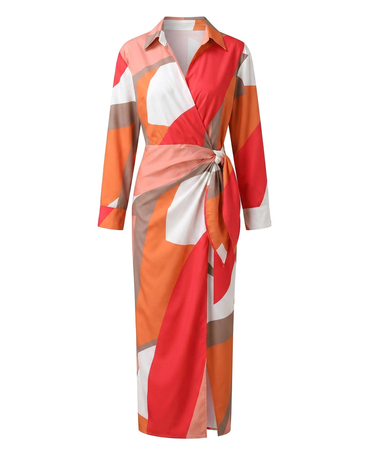 Mallory | Women's Leaf Print Maxi Wrap Dress - image 8