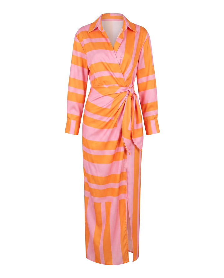 Mallory | Women's Leaf Print Maxi Wrap Dress - image 9