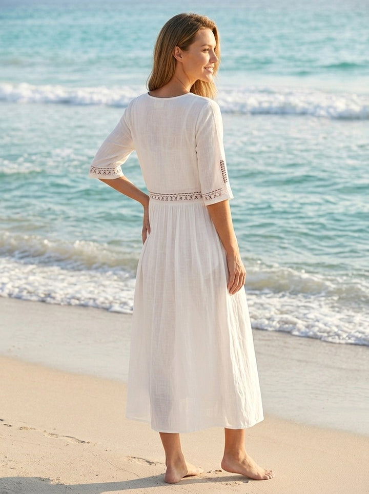Maribel | Women's Cotton Midi Dress - image 3