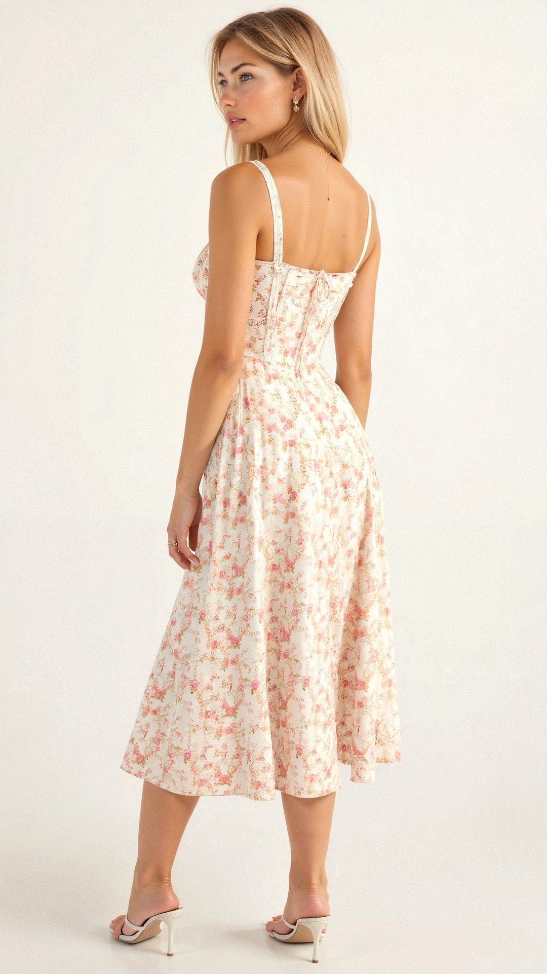Maris | Women's Floral Midi Dress - Red