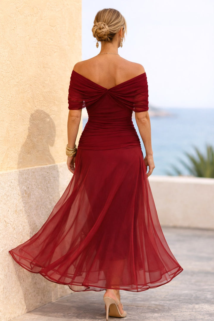 Marlee | Women's Chiffon Maxi Dress with V-Neckline, Wrap-Style Maxi Dress | The Shrader Sisters