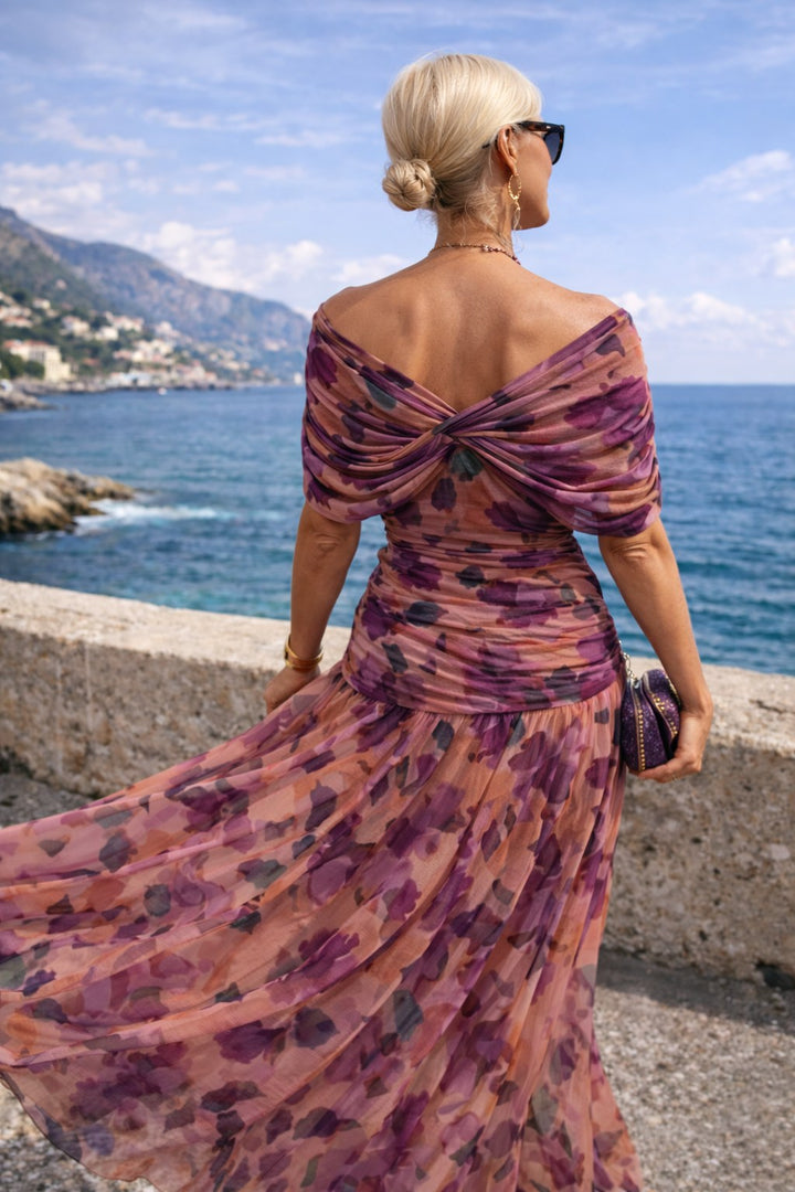 Marlee | Women's Chiffon Maxi Dress with V-Neckline, Wrap-Style Maxi Dress | The Shrader Sisters