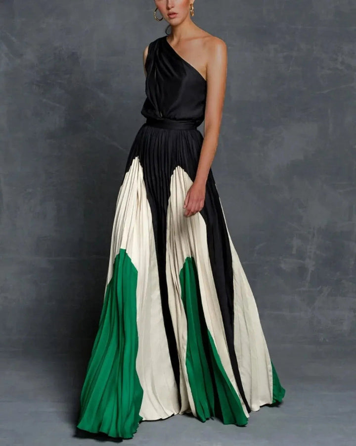 Marlee | Women's Maxi Dress with Statement Shoulder Detail, Flowing Evening Dress | The Shrader Sisters | Green