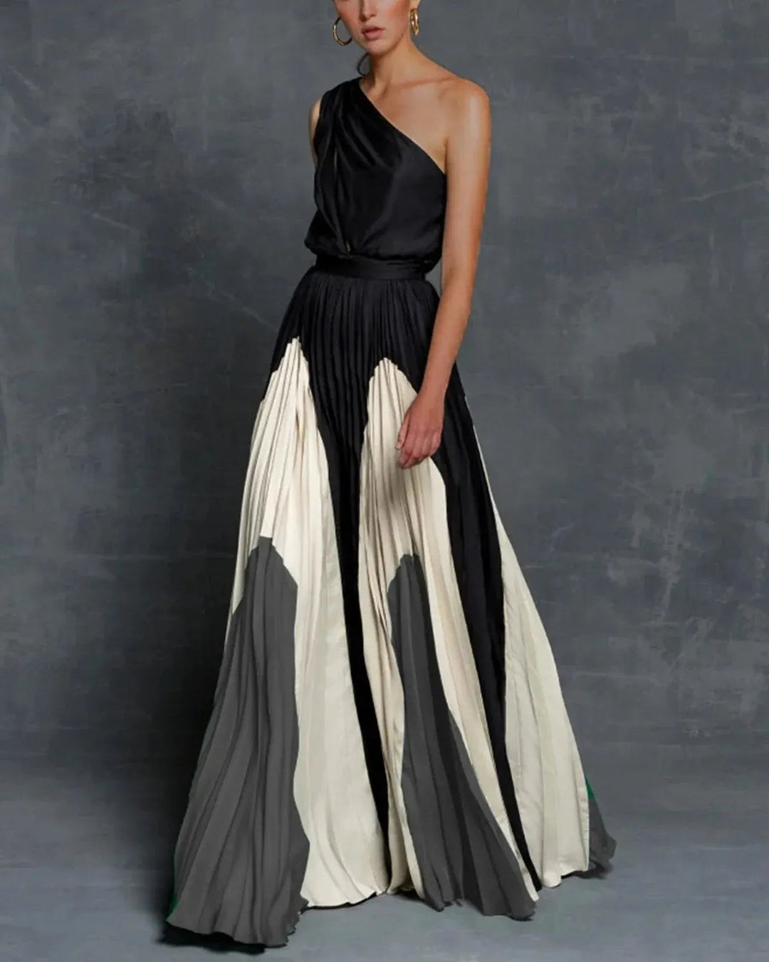 Marlee | Women's Maxi Dress with Statement Shoulder Detail, Flowing Evening Dress | The Shrader Sisters | Grey