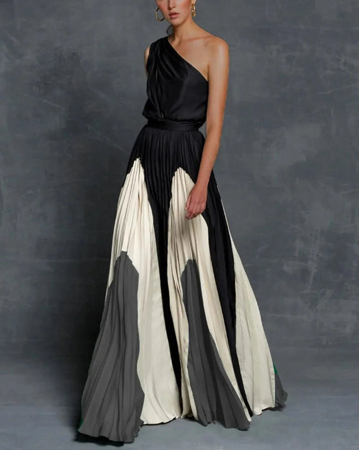 Marlee | Women's Maxi Dress with Statement Shoulder Detail, Flowing Evening Dress | The Shrader Sisters | Grey