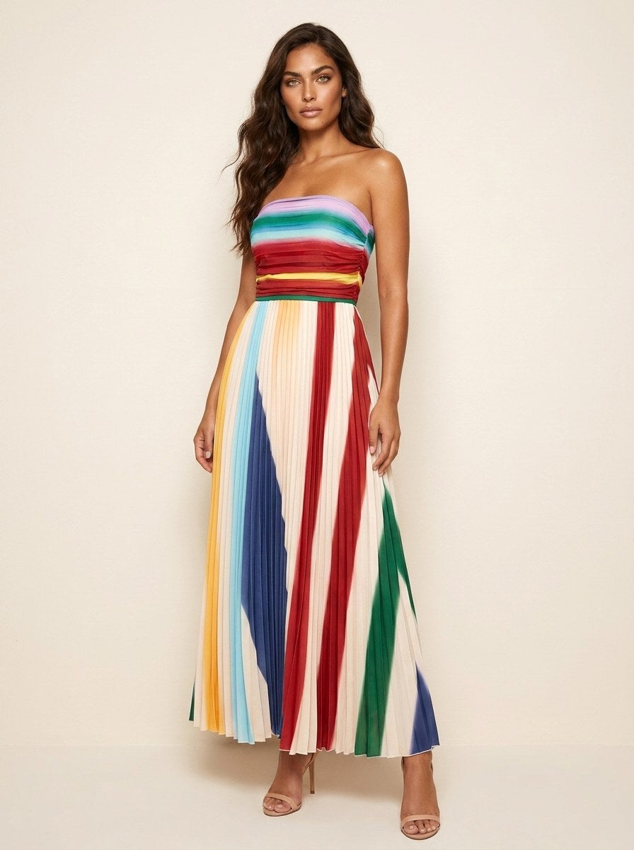 Marlee | Women's Pleated Maxi Dress, Colourful Flowing Maxi Dress | The Shrader Sisters