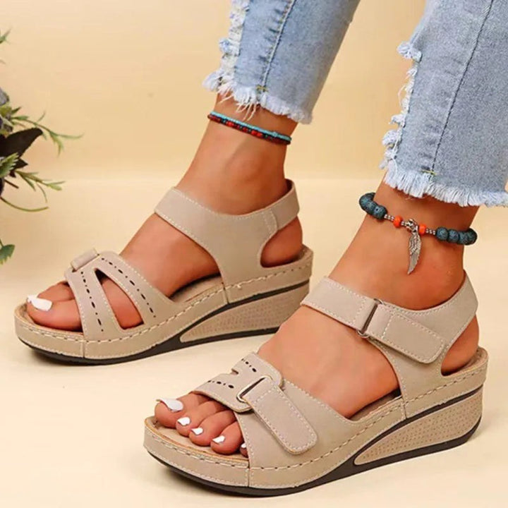 Marlie | Women's Open Toe Orthopedic Sandals, Supportive Walking Sandals | The Shrader Sisters | Red