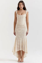 Marlo | Women's Lace-Detail Evening Dress, Fitted Occasion Dress | The Shrader Sisters