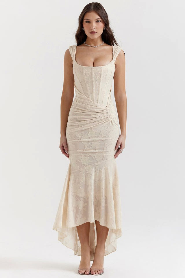 Marlo | Women's Lace-Detail Evening Dress, Fitted Occasion Dress | The Shrader Sisters