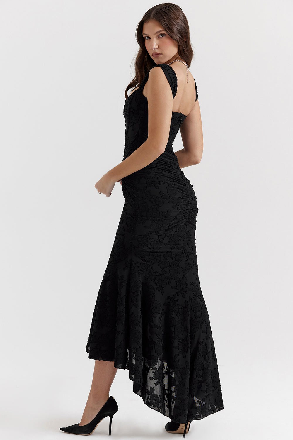 Marlo | Women's Lace-Detail Evening Dress, Fitted Occasion Dress | The Shrader Sisters