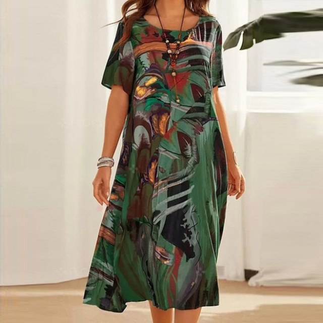 Marlowe | Women's Mid-Calf Midi Dress, Short Sleeve Everyday Dress | The Shrader Sisters | Green