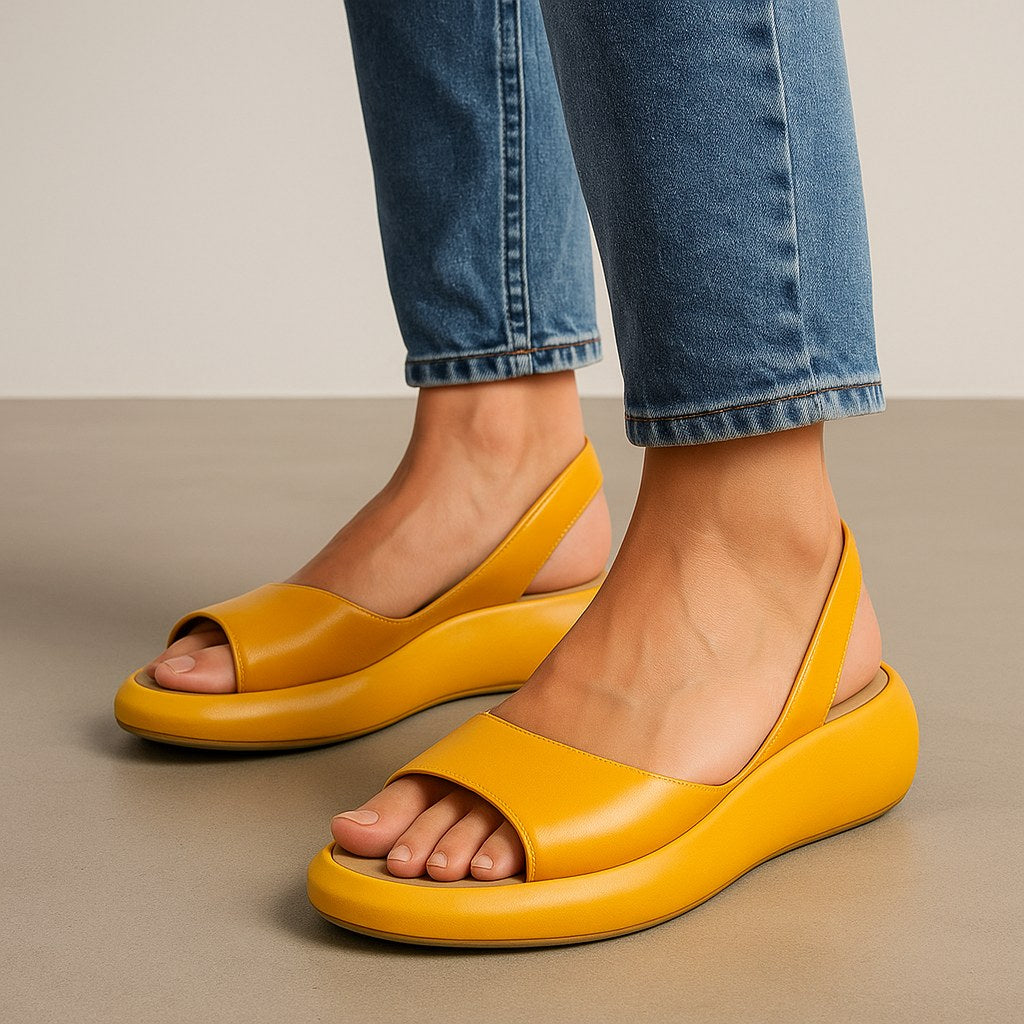 Matilda | Women's Open Toe Flat Sandals, Minimalist Slip-On Sandals | The Shrader Sisters