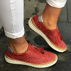 Meagan | Women's Orthopaedic Slip-On Trainers, Cushioned Comfort Shoes | The Shrader Sisters | Red