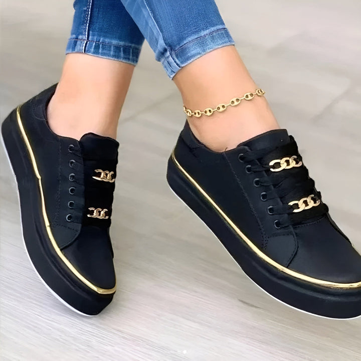 Megan | Women's Comfortable Everyday Sneakers - Gold