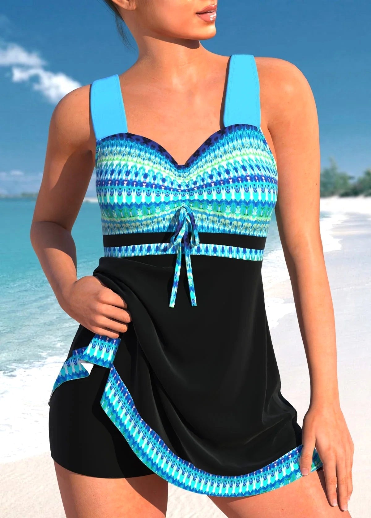 Melanie | Women's Lightweight Tankini Top, Comfortable Swim Set | The Shrader Sisters | Blauw