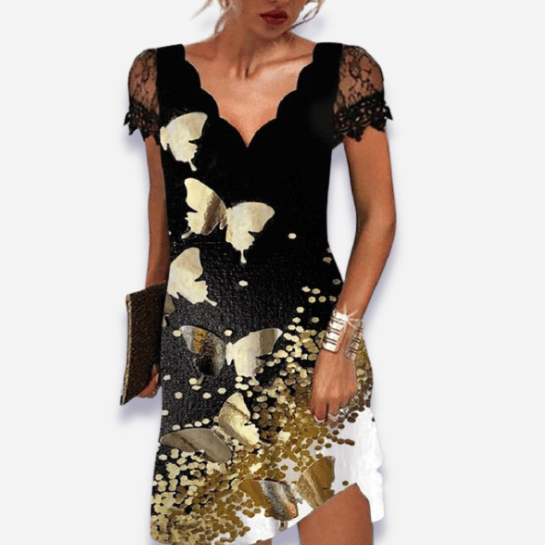 Melissa | Women's Tummy Control Evening Dress, Flowy Summer Occasionwear for Holidays and Special Events, Flowy Summer Occasionwear for Holidays and Special Events - Butterflies