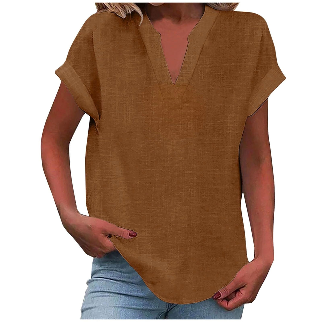 Mikaela | Women's V-Neck Short Sleeve Blouse, Relaxed Fit Blouse | The Shrader Sisters | Army Green