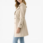 Mikayla | Women's Classic Button-Front Trench Coat, Tailored Knee-Length Coat | The Shrader Sisters | Negro