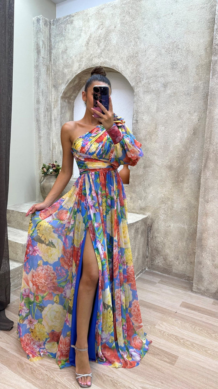 Millie | Women's Elegant Floral Slit Maxi Dress - Pink