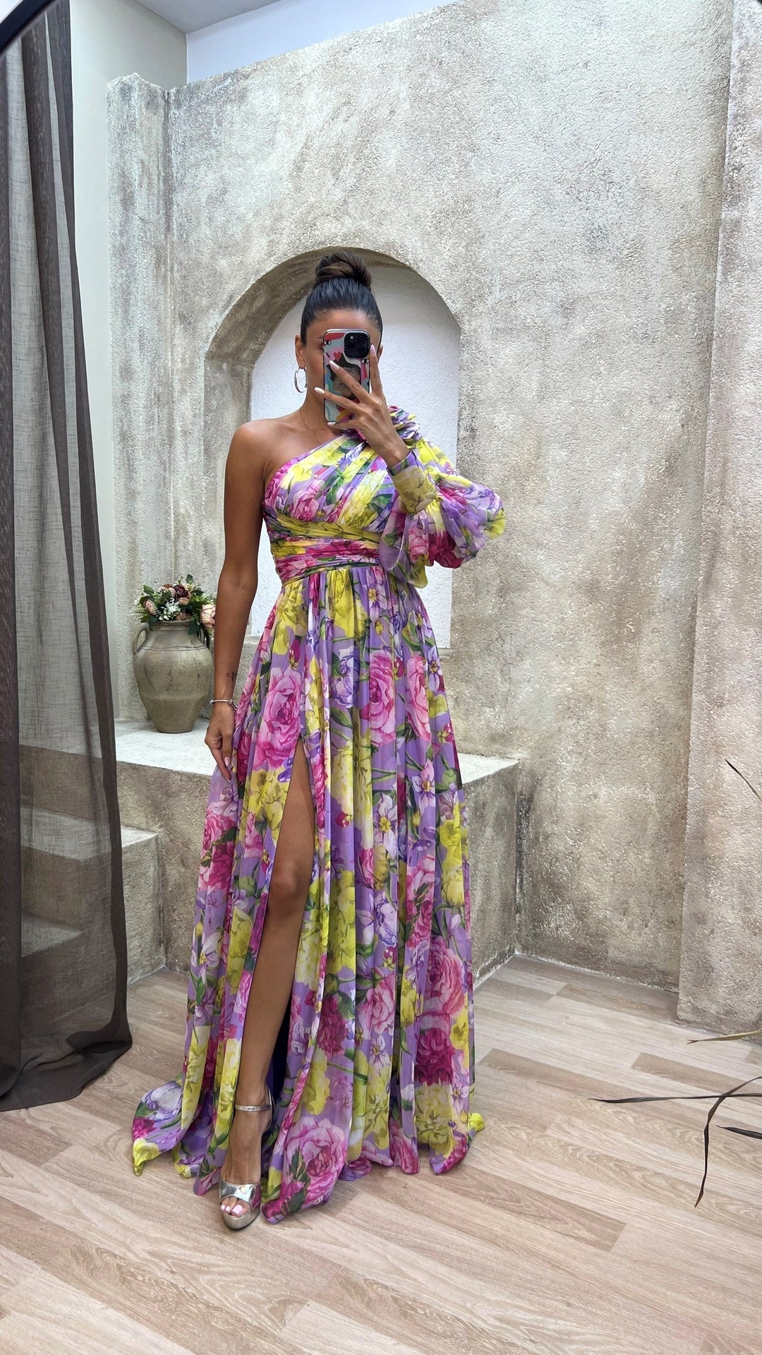 Millie | Women's Elegant Floral Slit Maxi Dress - image 6