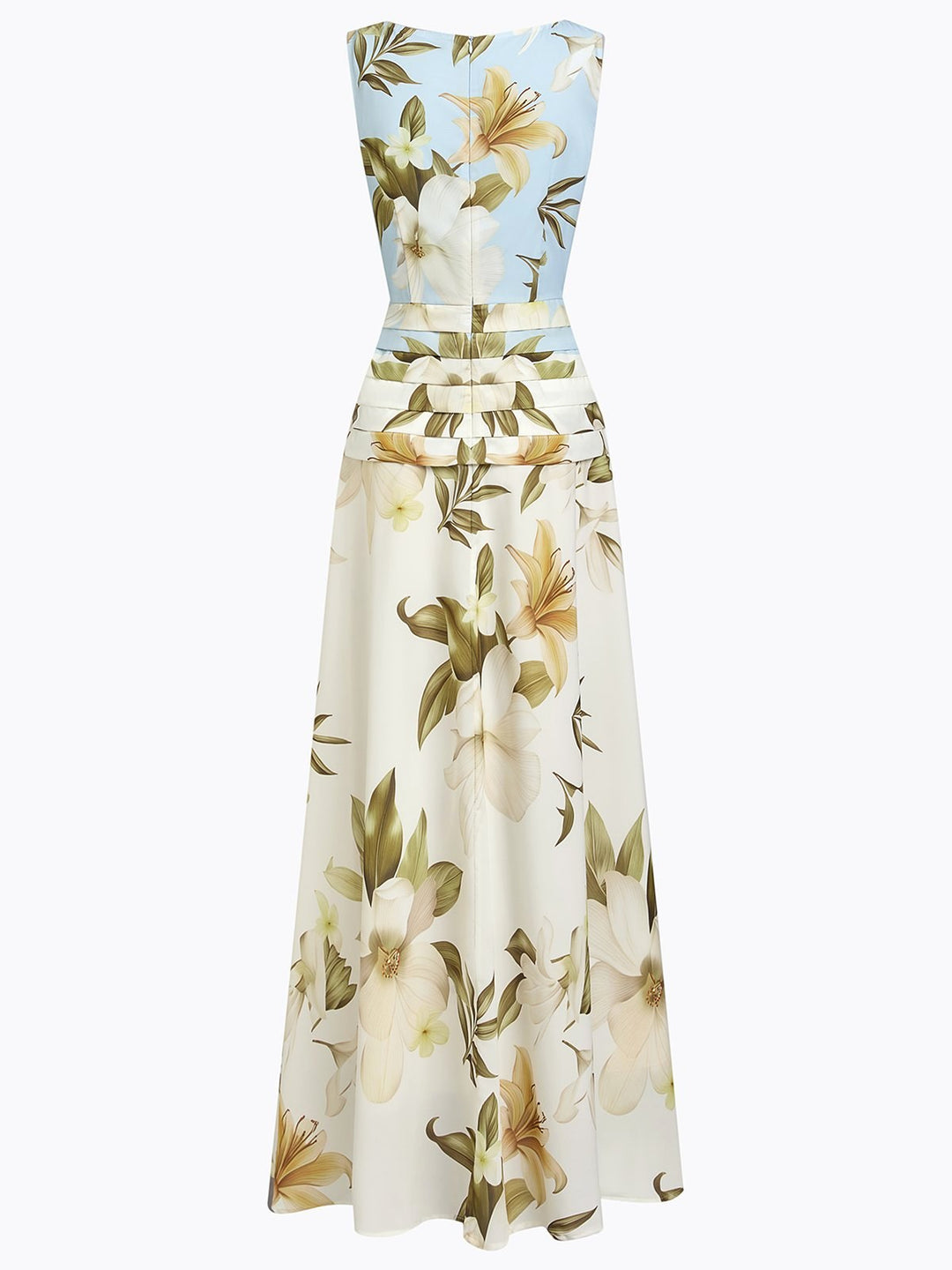 Mireya | Women's Boat Neckline Sleeveless Floral Maxi Dress, A-Line Floor-Length Dress | The Shrader Sisters