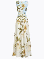 Mireya | Women's Boat Neckline Sleeveless Floral Maxi Dress, A-Line Floor-Length Dress | The Shrader Sisters