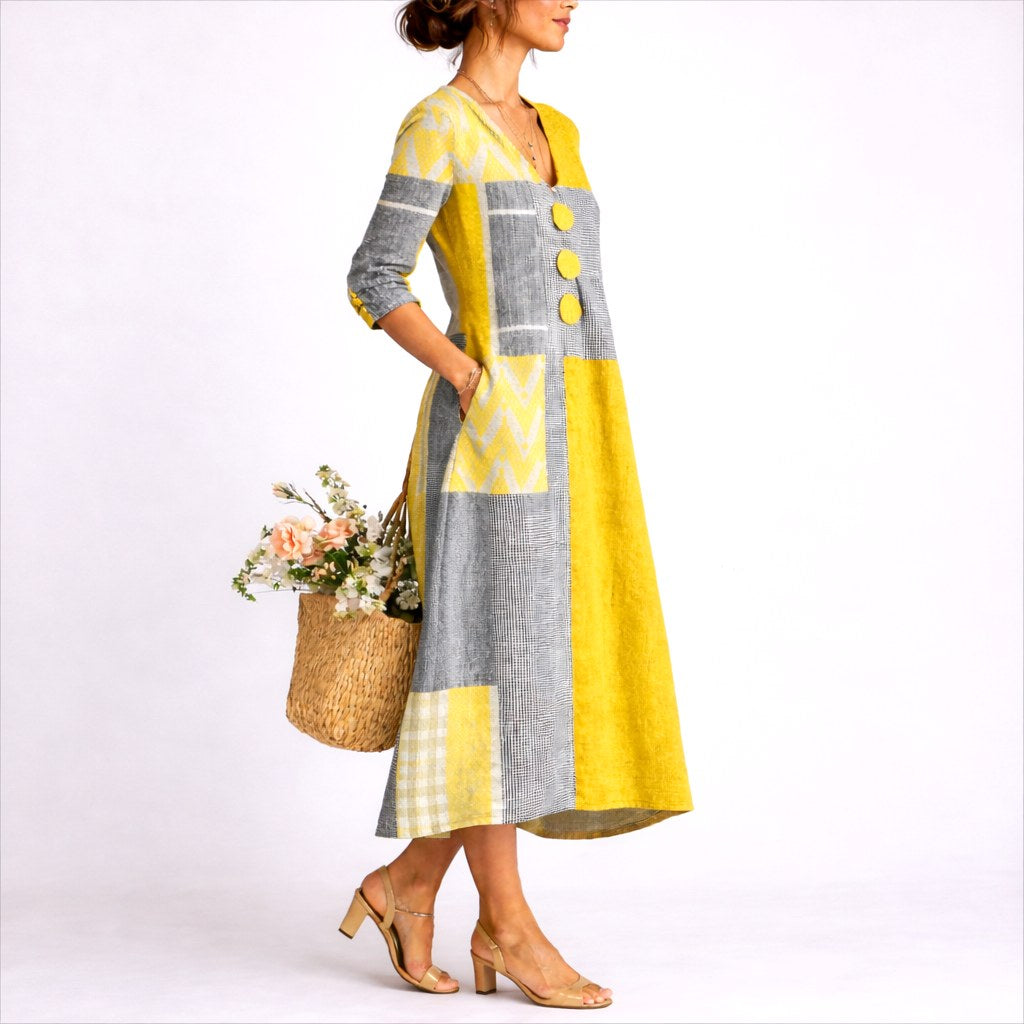 Mireya | Women's Lightweight Linen Midi Dress, Wrap-Front Autumn Dress | The Shrader Sisters