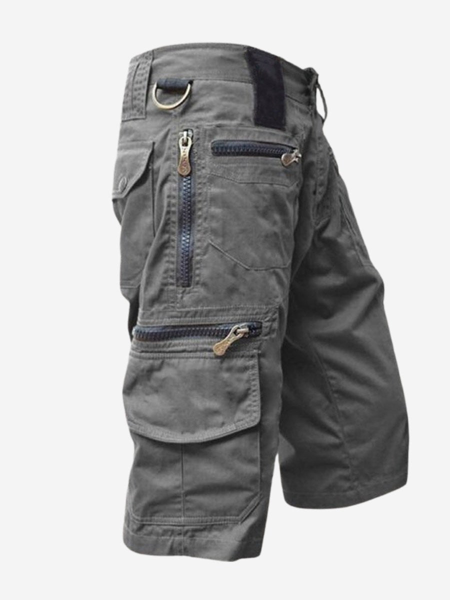 Mitchell | Men's Cotton Cargo Shorts with Multi-Pocket Design, Adjustable Waistband Shorts | The Shrader Sisters | Grey