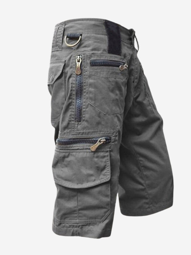 Mitchell | Men's Cotton Cargo Shorts with Multi-Pocket Design, Adjustable Waistband Shorts | The Shrader Sisters | Grey