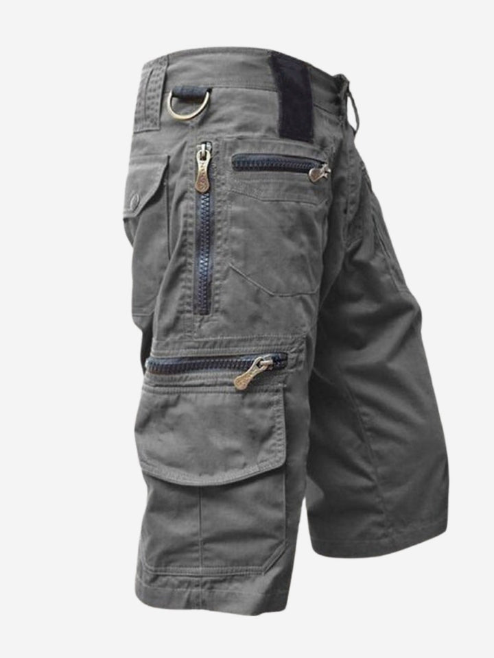 Mitchell | Men's Cotton Cargo Shorts with Multi-Pocket Design, Adjustable Waistband Shorts | The Shrader Sisters | Grey
