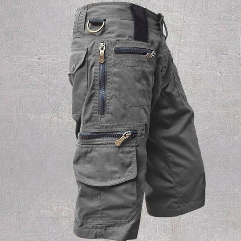 Mitchell | Men's Cotton Cargo Shorts with Multi-Pocket Design, Adjustable Waistband Shorts | The Shrader Sisters | Light Brown