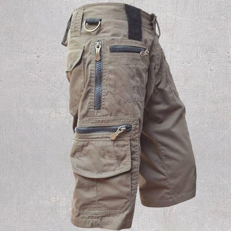 Mitchell | Men's Cotton Cargo Shorts with Multi-Pocket Design, Adjustable Waistband Shorts | The Shrader Sisters | Black