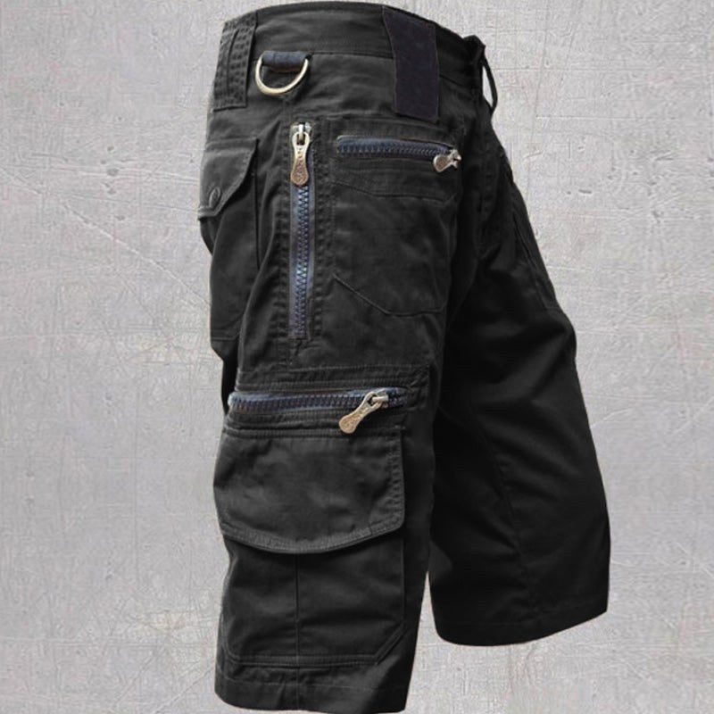 Mitchell | Men's Cotton Cargo Shorts with Multi-Pocket Design, Adjustable Waistband Shorts | The Shrader Sisters | Green