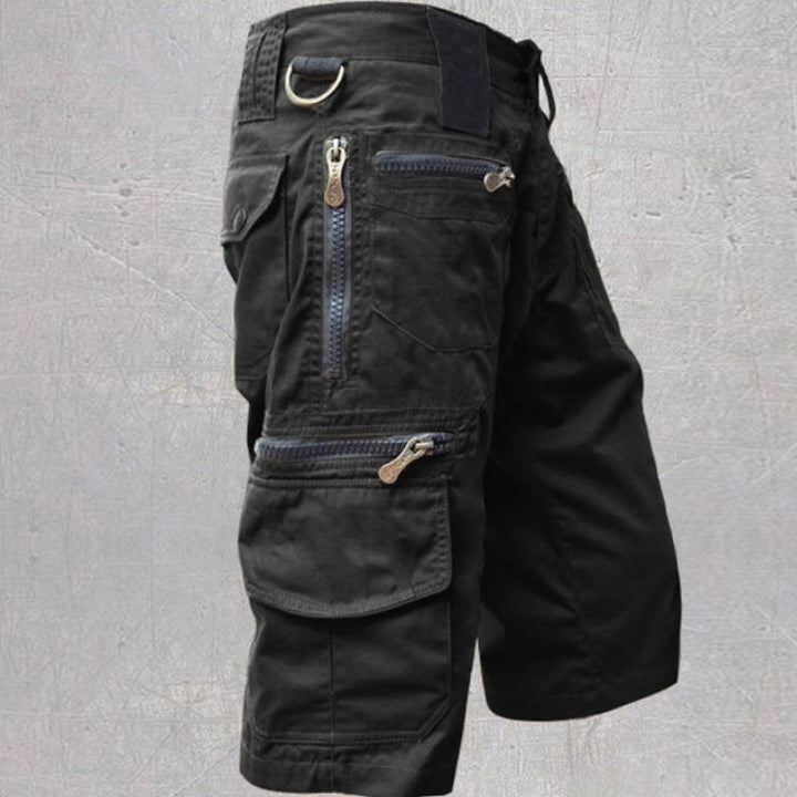 Mitchell | Men's Cotton Cargo Shorts with Multi-Pocket Design, Adjustable Waistband Shorts | The Shrader Sisters | Green
