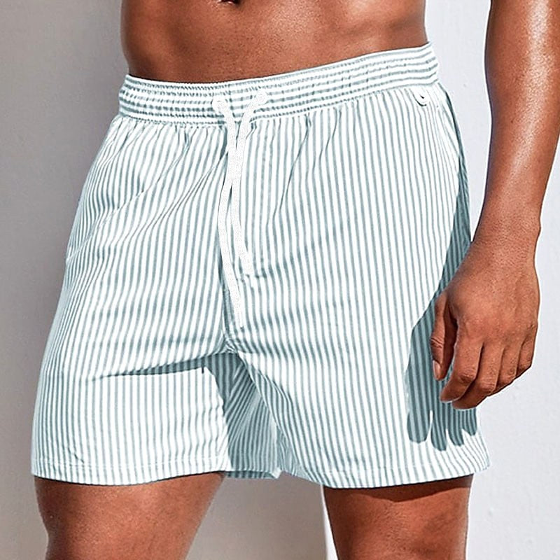 Mitchell | Men's Striped Drawstring Swim Shorts, Relaxed-Fit Summer Shorts | The Shrader Sisters | Light Green