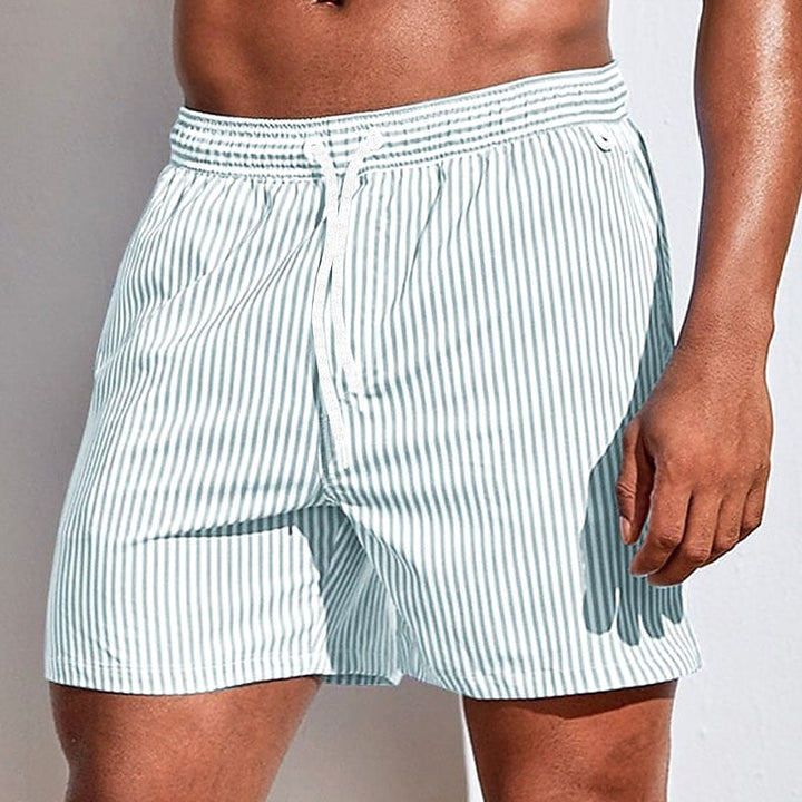 Mitchell | Men's Striped Drawstring Swim Shorts, Relaxed-Fit Summer Shorts | The Shrader Sisters | Light Green