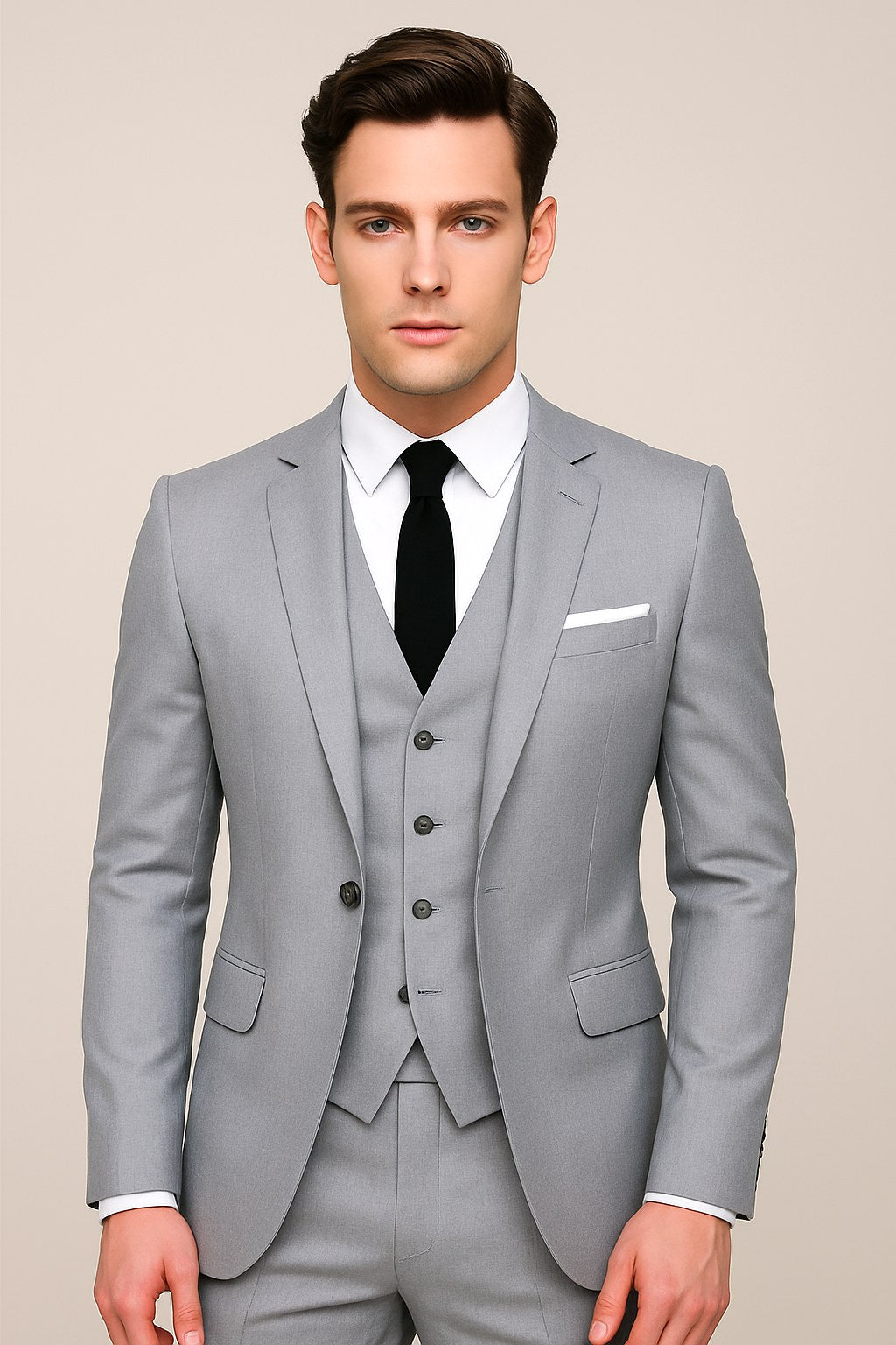 Mitchell | Men's Tailored Three-Piece Suit, Slim Fit Formal Suit | The Shrader Sisters | Grey