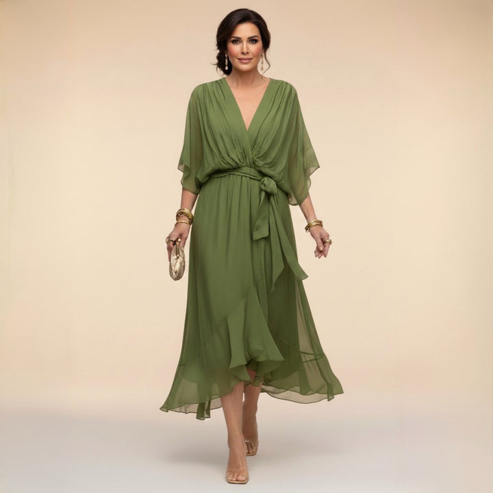Monica | Women's V-Neck Chiffon Maxi Dress - image 1