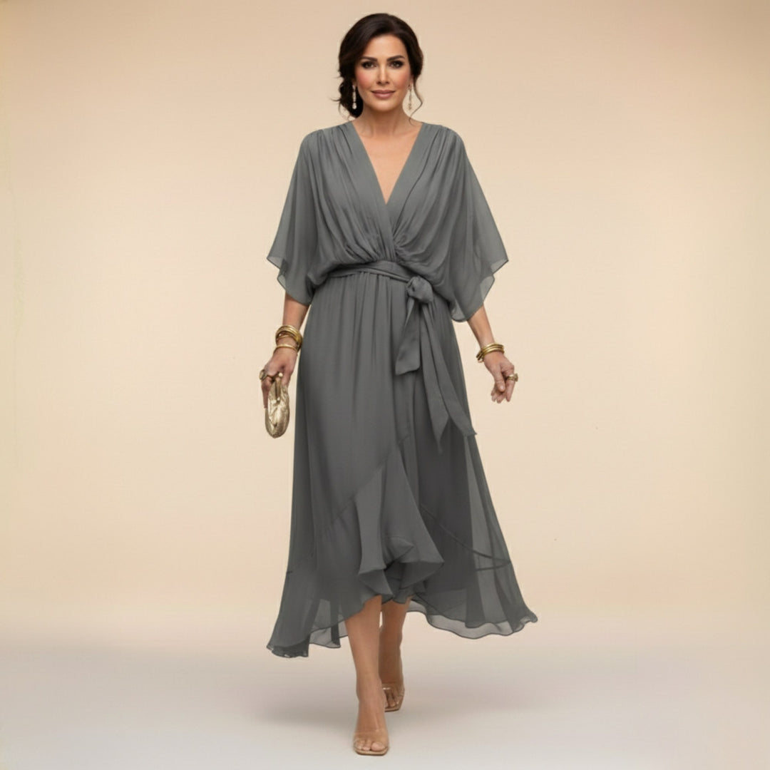 Monica | Women's V-Neck Chiffon Maxi Dress - image 10