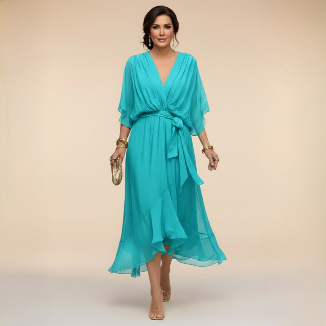 Monica | Women's V-Neck Chiffon Maxi Dress - image 5