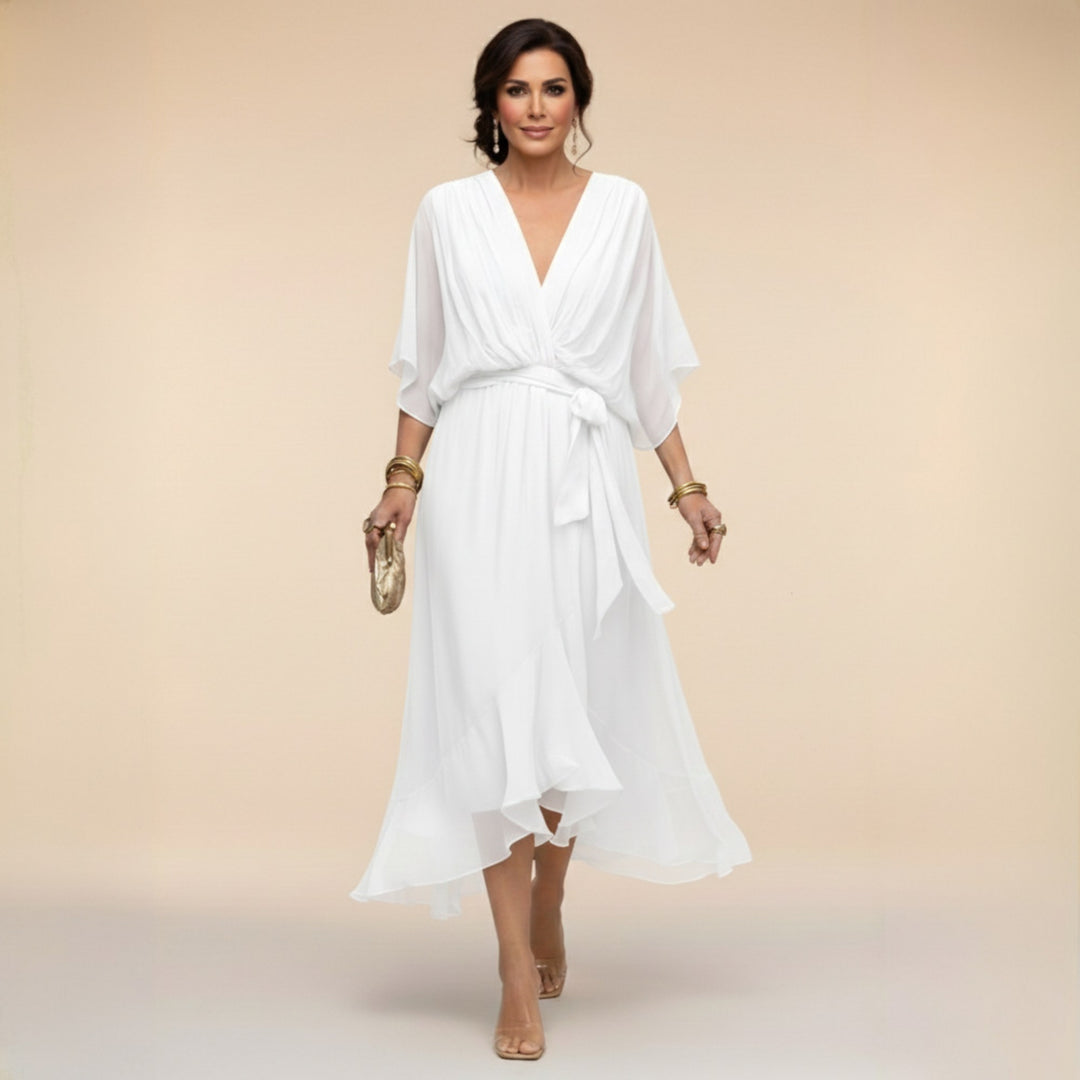 Monica | Women's V-Neck Chiffon Maxi Dress - image 6