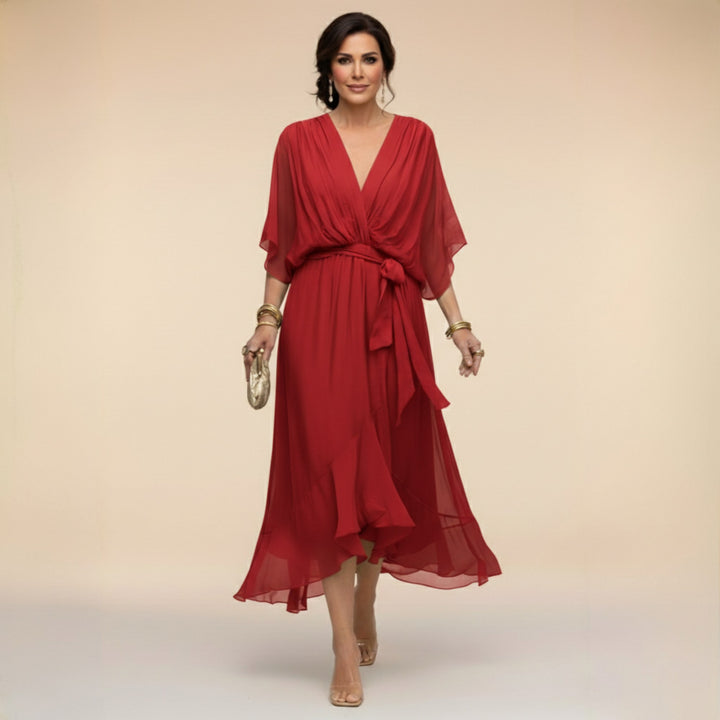 Monica | Women's V-Neck Chiffon Maxi Dress - image 7