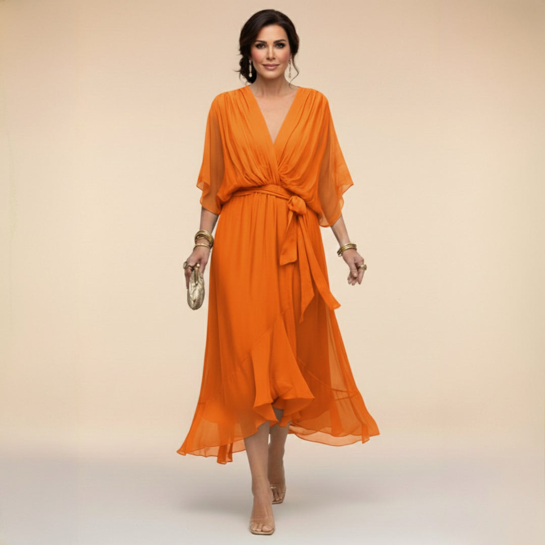 Monica | Women's V-Neck Chiffon Maxi Dress - image 8