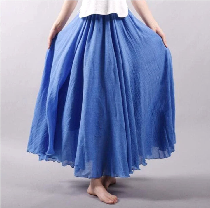 Morgan | Women's Flowy Summer Skirt - Blue