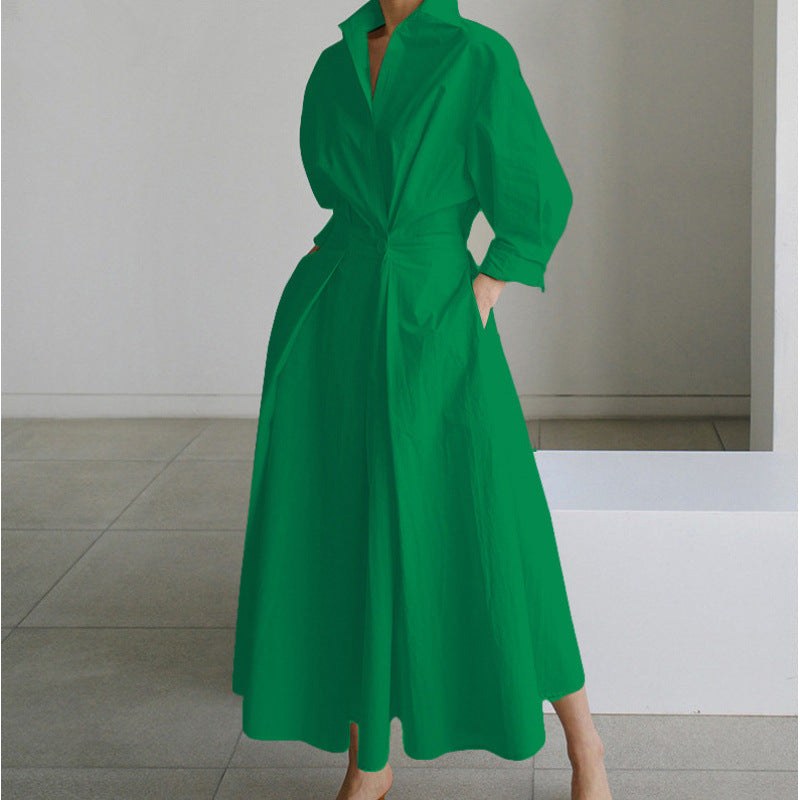 Naomi | Women's Collared Wrap Maxi Dress, Front Wrap Evening Dress | The Shrader Sisters | Apricot