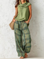 Narelle | Women's Relaxed Two-Piece Set, Wide-Leg Blouse and Trousers | The Shrader Sisters