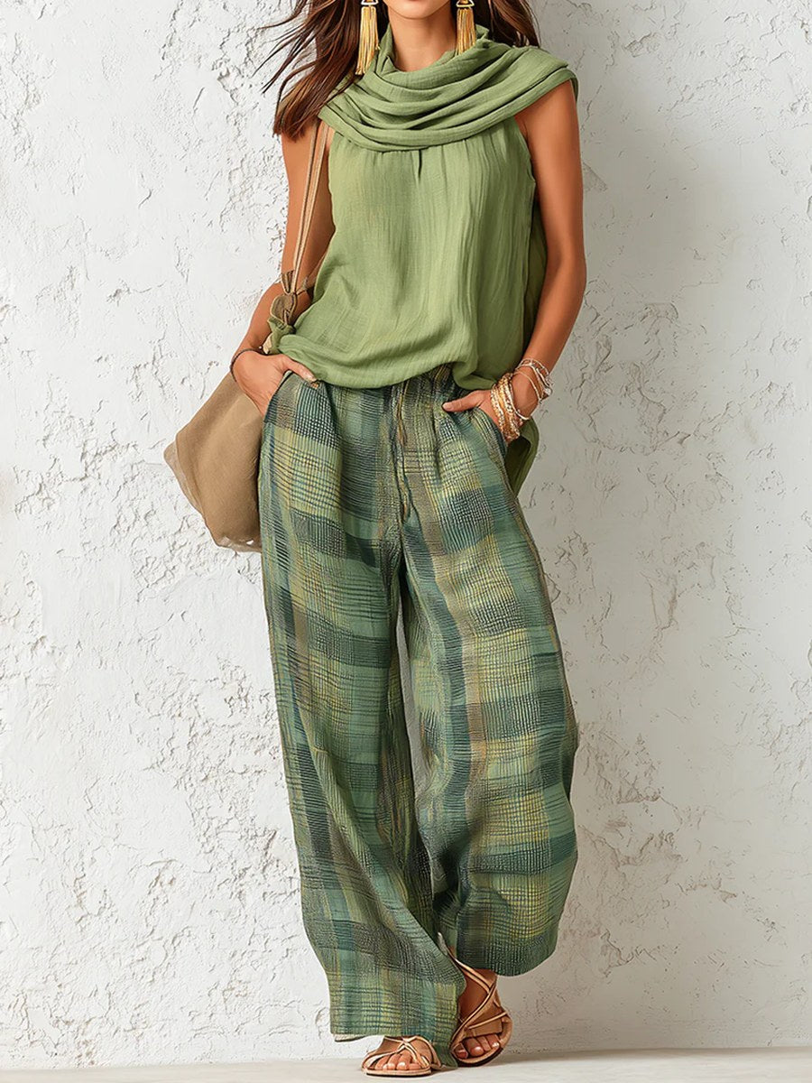 Narelle | Women's Relaxed Two-Piece Set, Wide-Leg Blouse and Trousers | The Shrader Sisters