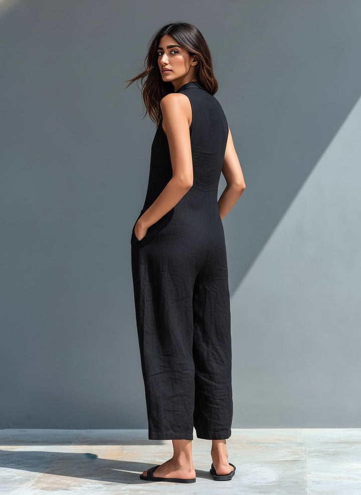 Natalie | Women's Elegant Sleeveless Jumpsuit - Yellow